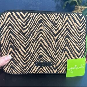 Vera Bradley Black and Tan Chevron Quilted Pouch